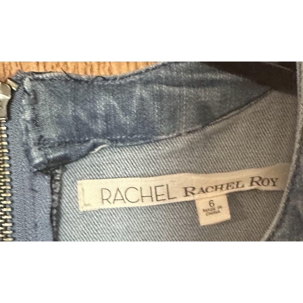 Rachel Roy Denim Jumpsuit 6 Sleeveless Wide-Leg Utilitarian Relaxed Casual Chic - Picture 4 of 10